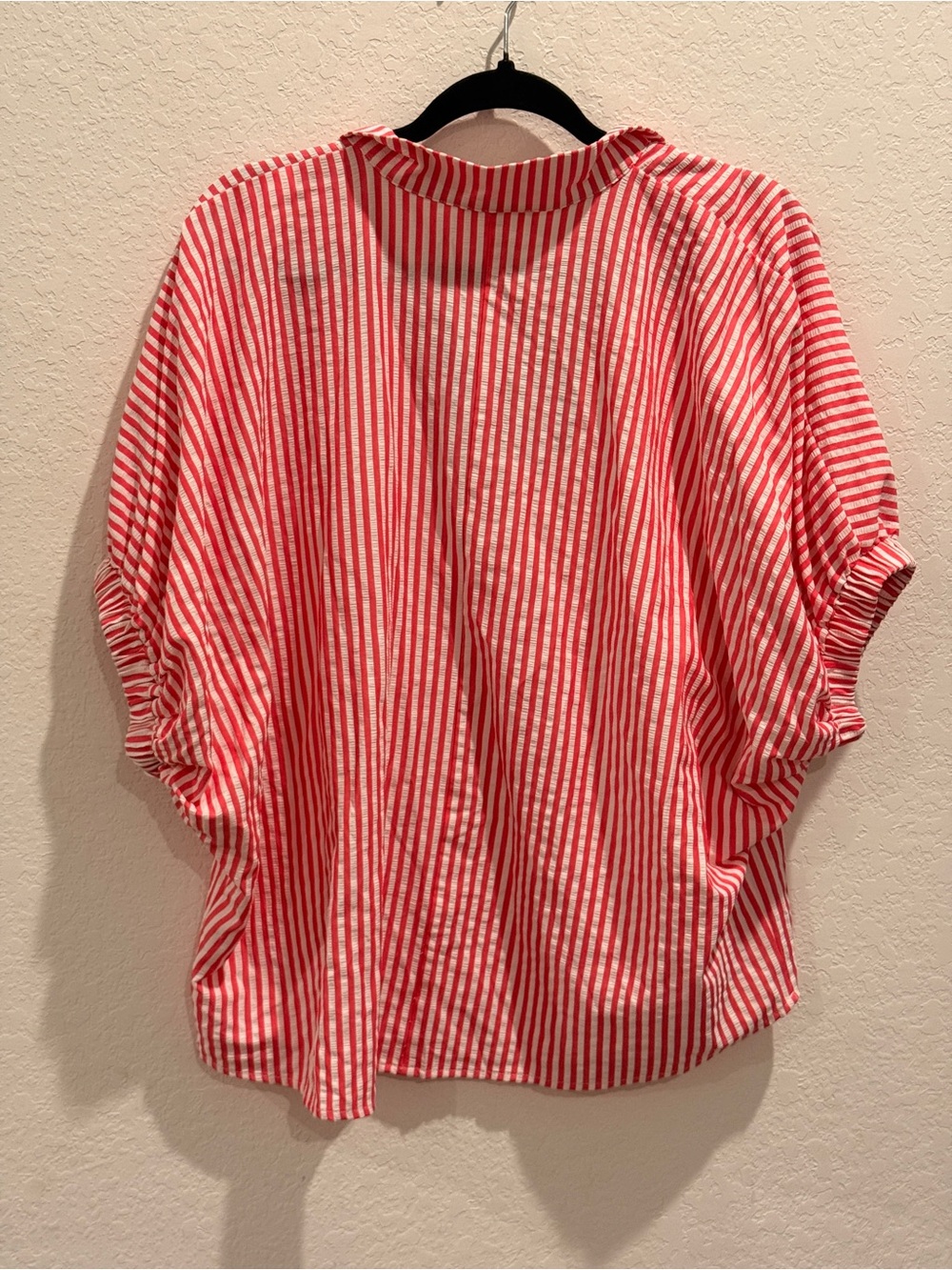 entro Pink and White Striped Popover with Green Trim Collar - Picture 2 of 9